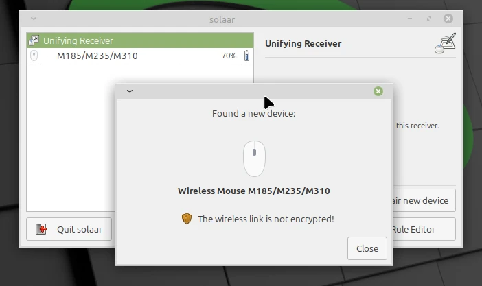 Solaar lets you pair Logitech unifying receivers with devices