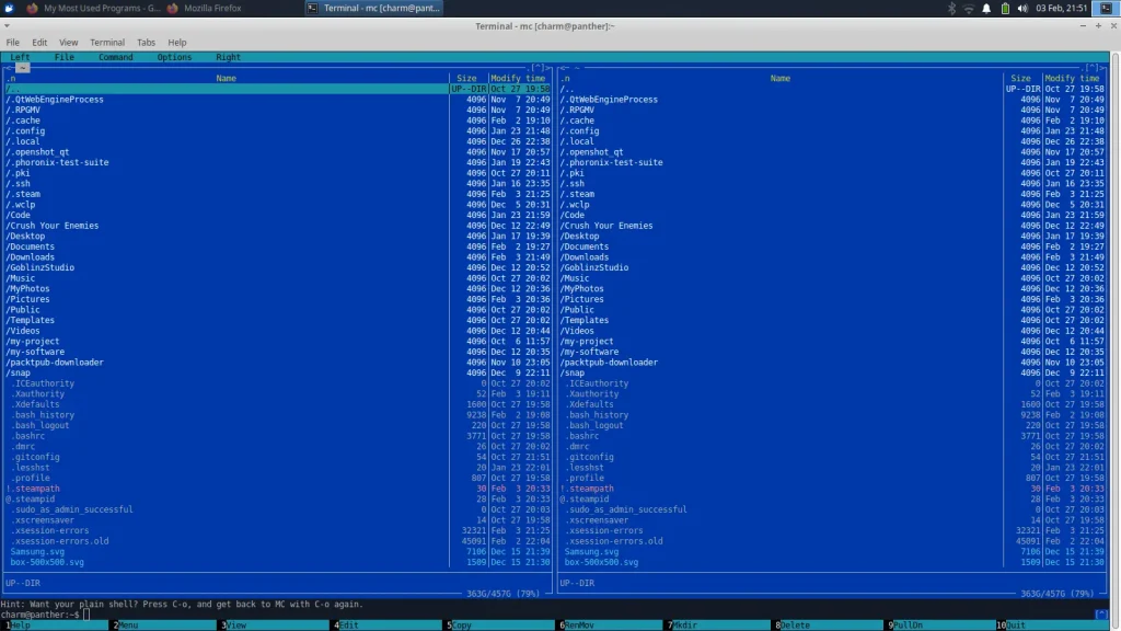 Midnight commander, a command line file manager