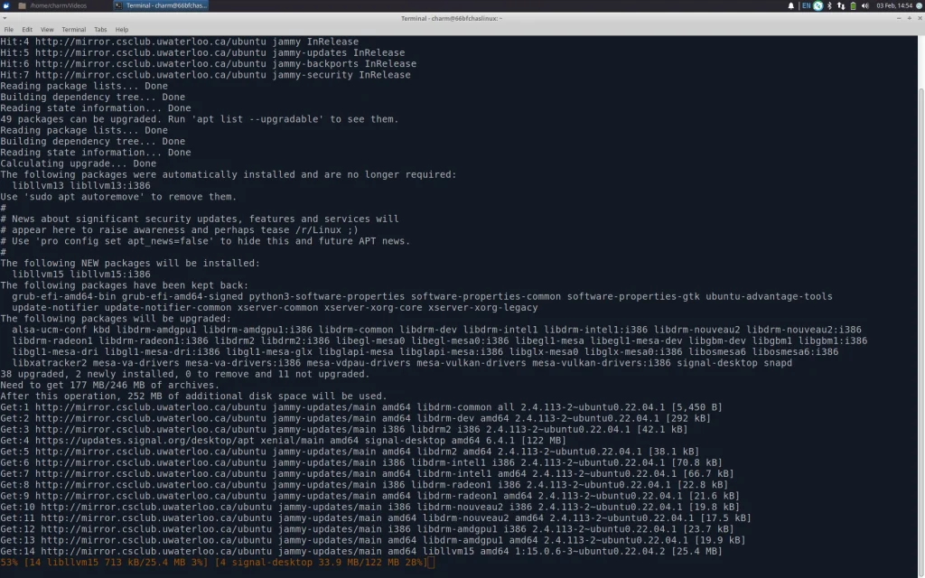 A terminal session in Xubuntu/XFCE