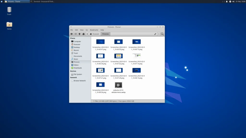 Thunar file manager in Xubuntu 22.10 can preview png images