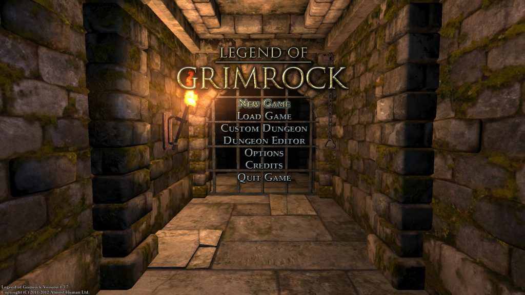 The main menu of Legend of Grimrock
